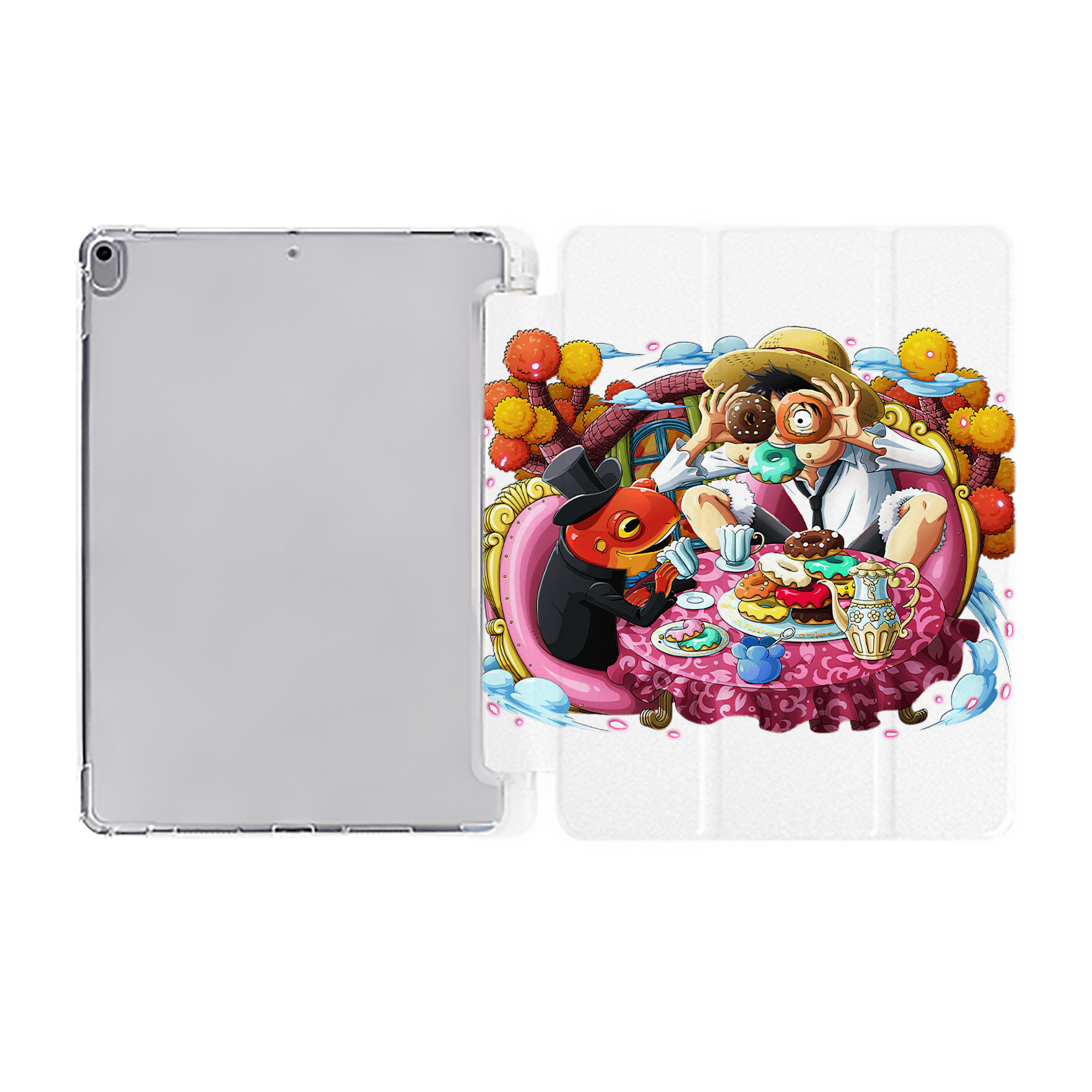 （画像用） ワンピース モンキー・D・ルフィ ONE PIECE Monkey D. Luffy IPad ケース ペン収納付き 三つ折りスタンド PUレザー×シリコン 対応機種9.5/10.5/10.9インチ